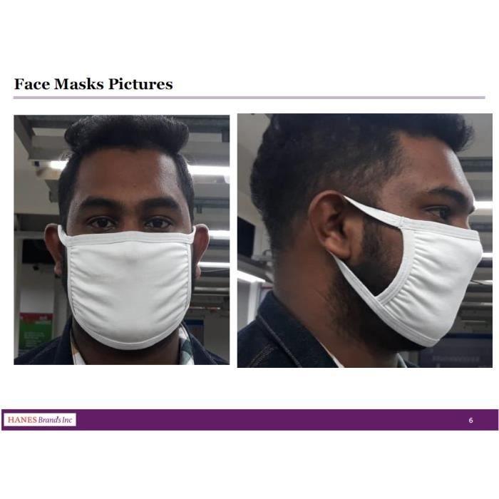 Lot de 5 masques de protection visage Hanes - Traitement anti-bactérien - Réutilisables et lavables à 60°_0