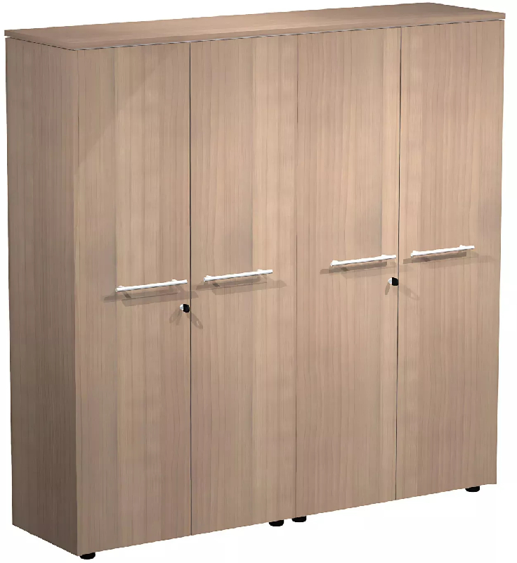 Armoire 4 portes mélaminé à serrure - 6 étagères - L. 163 x P. 43 x H. 158 cm So Flora - Frêne Noir_0