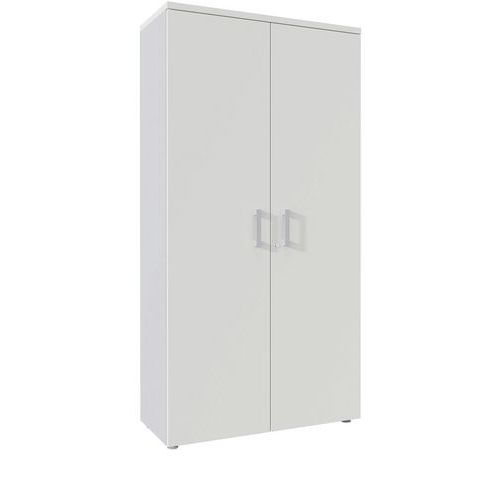 ARMOIRE HAUTE H197XL100XP45 CM 5 TAB. MÉTAL ARGENT/BLANC - CLEN