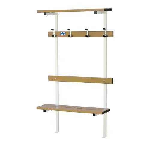 BANC VESTIAIRE MUR SOL PORTE PATÈRE ET PORTE SAC GES ASSISE BOIS ALU