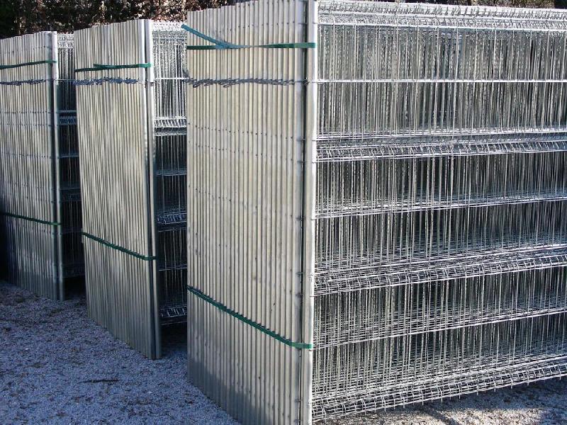 Barrière de chantier mobile à 2 tubes - galvanisée - 1900x3500 mm - maille 225x155 mm_0