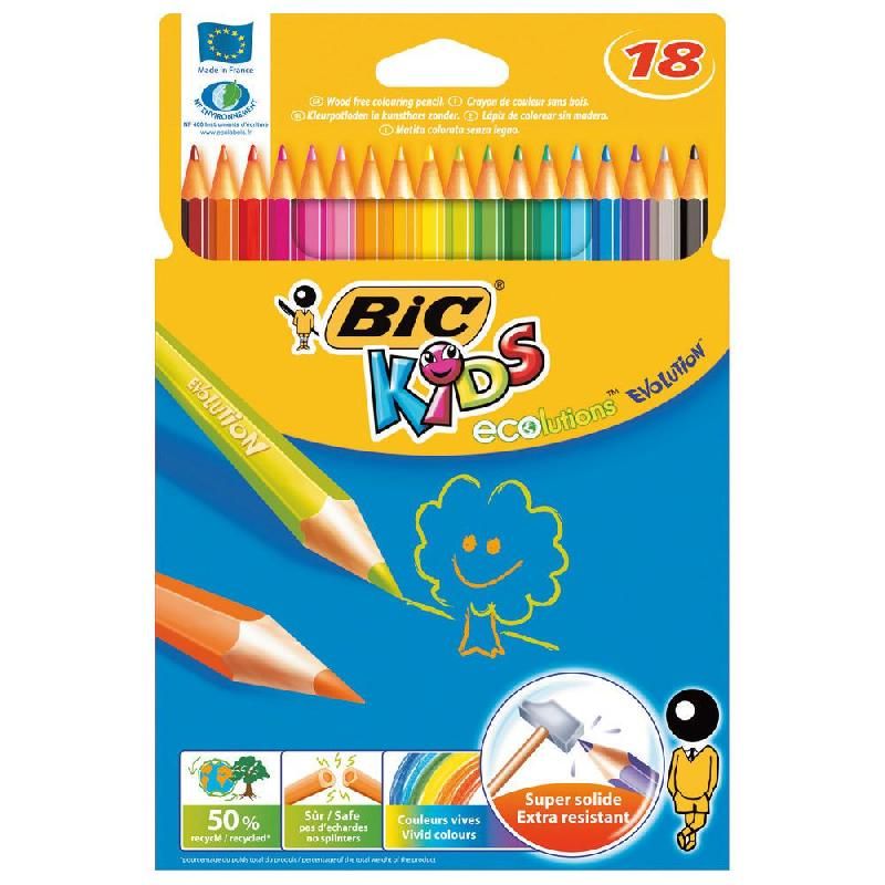 BIC CRAYONS DE COULEURS BIC EVOLUTION - POCHETTE DE 18 CRAYONS