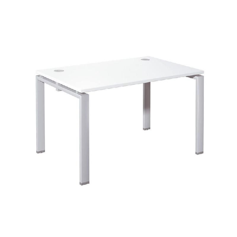 BUREAU DROIT E-LINK - L. 120 X P. 80 CM - PLATEAU BLANC - 4 PIEDS ALUMINIUM