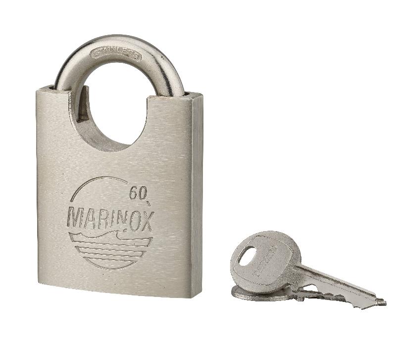 Cadenas à clé Marinox 60 mm - tout inox anti-corrosion pour milieu marin - double verrouillage par billes_0