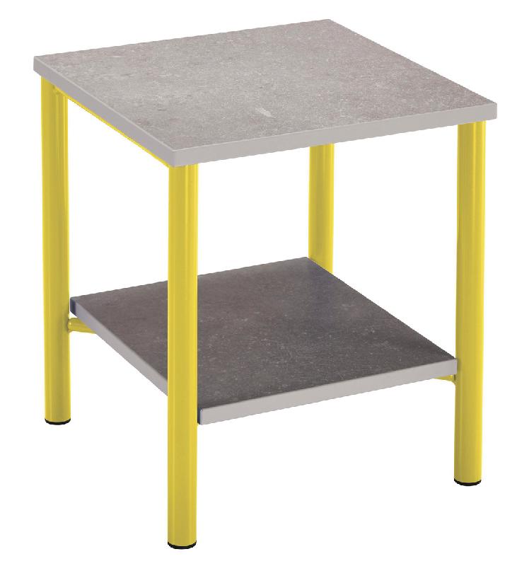 CHEVET TABOURET ALBA 38X38X46 CM BÉTON/JAUNE - MANUTAN COLLECTIVITÉS