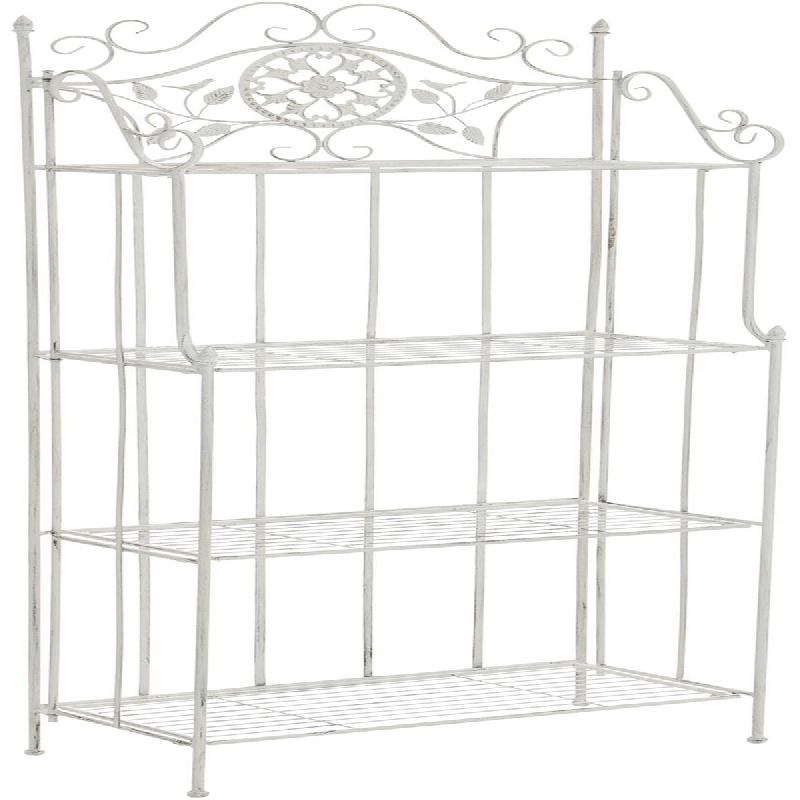 CLP Etagere a plantes Flora Métal HBT: 175x66x32 cm Blanc antique - blanc métal 1322531_0