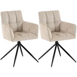 CLP Lot de 2 chaises de salle à manger Jonah en tissu Marron clair - marron textile 327481_0