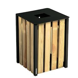 Rossignol - Corbeille publique carrée à poser ou à fixer 50L EDEN BOIS - gris manganèse - noir - Bois manufacturé 57873_0