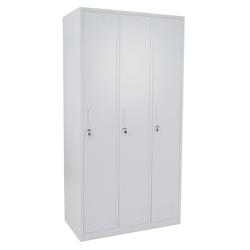 Décoshop26 - Casier avec 3 compartiments avec serrure tôle d'acier laminé gris 180x90x50 cm 04_0007273 - gris 3000262036455_0
