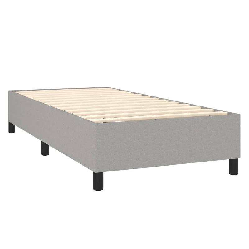 Décoshop26 - Sommier à lattes sur pieds cadre de lit 90x200 cm tissu gris clair TDL0207155 - gris 3001168088005_0