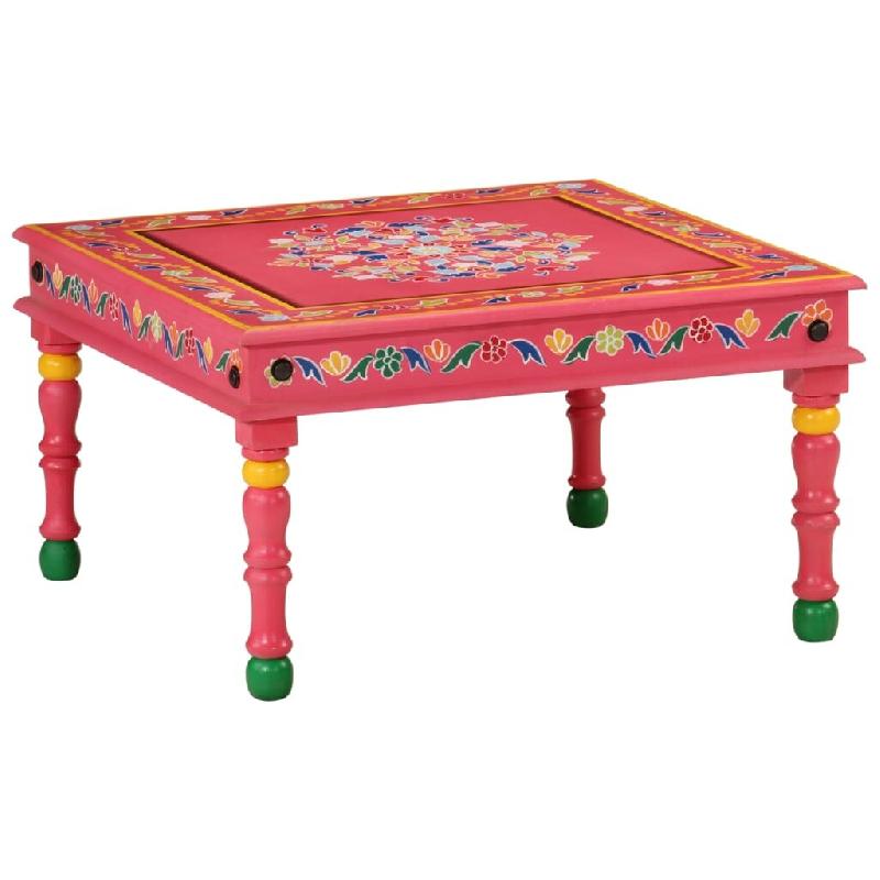 Décoshop26 - Table basse design artisanal rétro et décoratif bois de manguier massif peint à la main rose DEC039917 - Bois massif 3000264662416_0