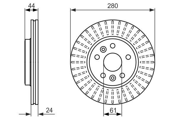 Disque de frein Bosch 0986479611 - ventilé - 5 trous - boîte de 2 disques_0
