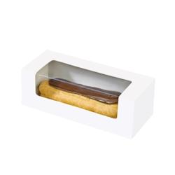 ECOLOMIQUE - 50 Pcs - Boîte carton à fenêtre pour éclair ou macaron - 15 x 6 x 5 cm - ECO210CCLAIR - blanc en carton ECO210CCLAIR_0
