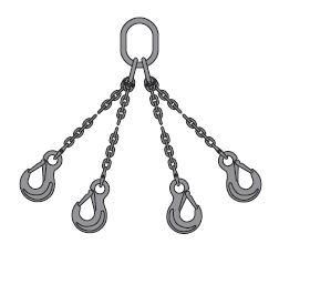 Élingue chaîne 4 brins en inox avec crochets à œil à linguet - Pewag Winner Inox - Grade G63 et finitions polies_0
