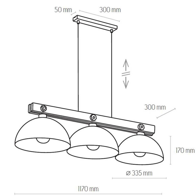 ENVOSTAR STORT SUSPENSION, 3 LAMPES, BOIS NATUREL