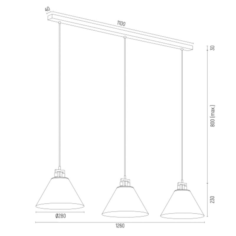 EULUNA SUSPENSION ORTE, À 3 LAMPES, GRIS