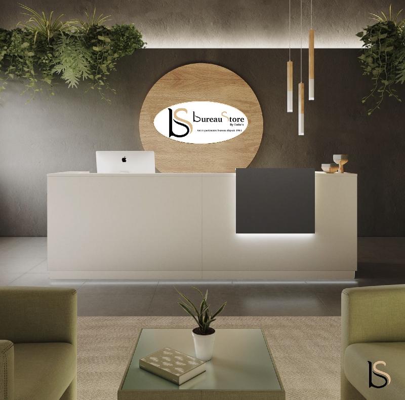 Grand bureau d'accueil droit Delta - Mobel Linea - gris satin, Non, 364_0