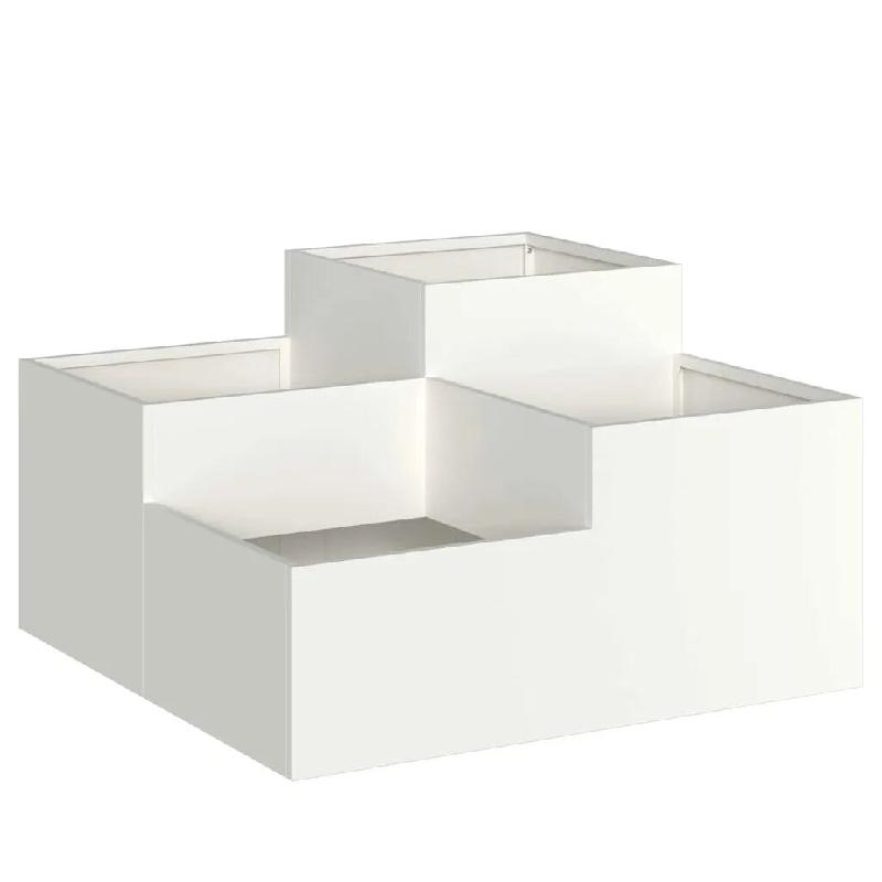 Helloshop26 - Cache-pot de jardin rectangulaire 100 x 100 x 48 cm design moderne ambiance chic en acier blanc 02_0052062 - blanc métal 3000237226010_0