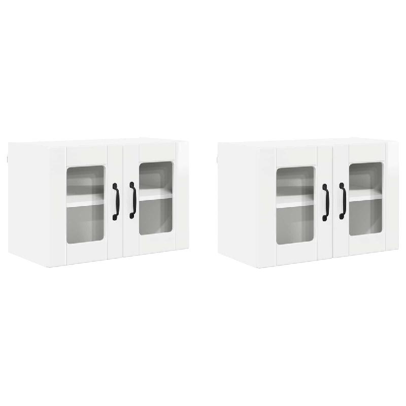 Helloshop26 - Lot de 2 armoires murales de cuisine moderne rangement pratique 60 x 31 x 40 cm en bois d'ingénierie blanc brillant 02_0054318 - blanc_0