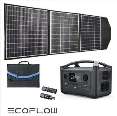 Kit station de charge portable 600w - 288wh ecoflow river avec panneau solaire pliable 135w_0