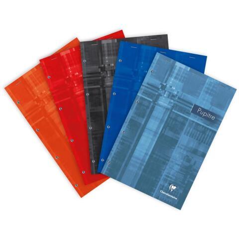 LOT DE 5 - BLOC PUPITRE AGRAFÉ EN-TÊTE A4+ 80 FEUILLES PERFORÉ 4 TROUS DÉTACHABLES LIGNÉ + MARGE COULEUR ALÉATOIRE - ASSORTIS