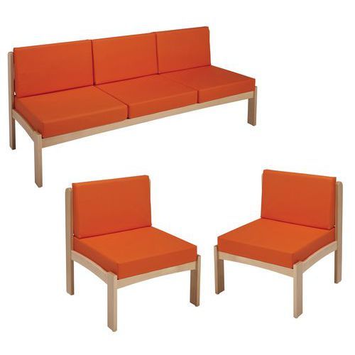 PACK AUTIZE : CHAUFFEUSE 3PL+2CHAUFFEUSES STRUCTURE NATUREL PVC ORANGE - MANUTAN EXPERT