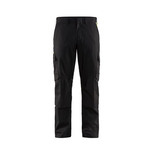 PANTALON DE TRAVAIL INDUSTRIE À POCHES GENOUILLÈRES STRETCH 2D NOIR/JAUNE FLUO D132 - BLAKLADER