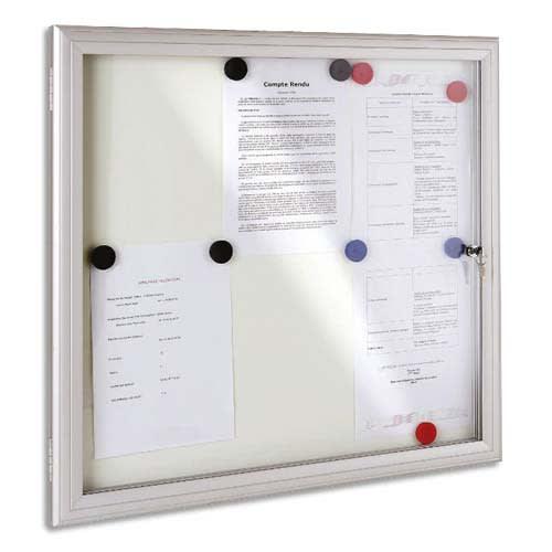 Planorga vitrine Reverso 6 feuilles - 69,2x72,8cm - cadre alu, portes battantes, coloris gris, pour extérieur_0