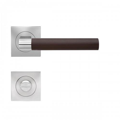 POIGNÉES DE PORTE SUR ROSACES CARRÉES SÉRIE ER 45QLD MADEIRA - SATINÉ -CONDAMNATION KARCHER DESIGN