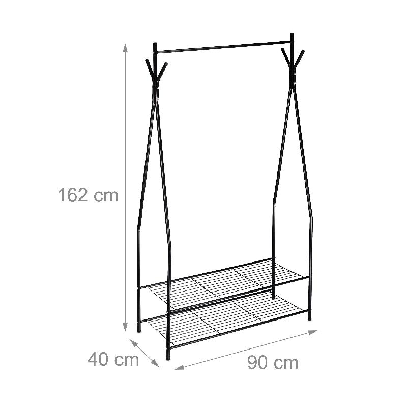 PORTANT PORTE VÊTEMENTS CINTRE RANGEMENT NOIR 162 CM 2013078/2_0