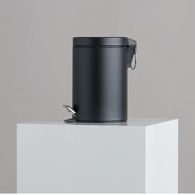 Poubelle à pédale noire 3L - inox avec seau intérieur en plastique - finition noir mat_0