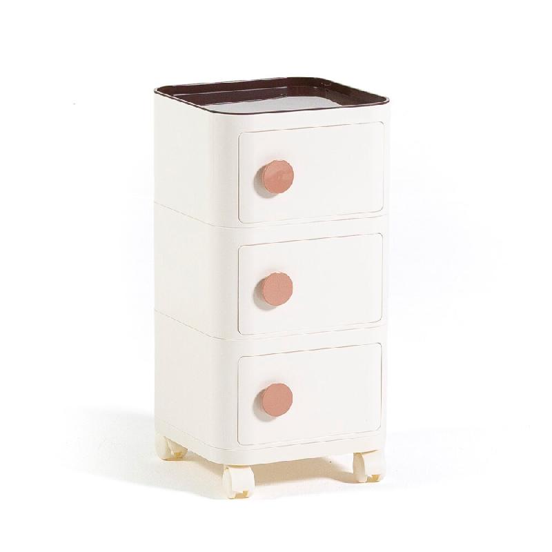 RATTATAN Meuble de rangement, 3 compartiments, roulettes en ABS, meuble moderne, portes à fermeture magnétique pour salon, chambre et bureau – EDE_0