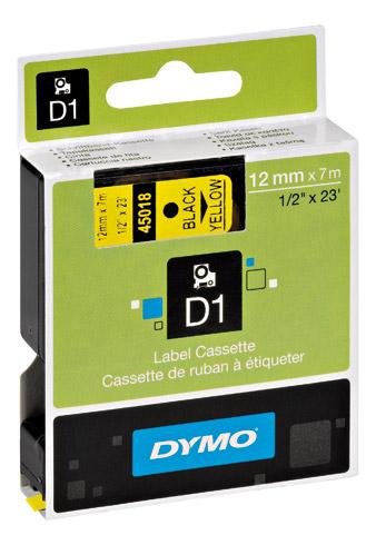 RUBAN POLYESTER DYMO D1 S0720580 12 MM JAUNE ÉCRITURE NOIRE
