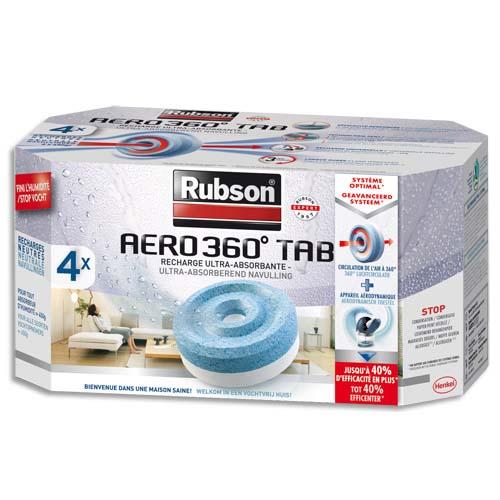 Rubson boîte de 4 recharges aero 360 degré pour absorbeur lutte contre l'humidité et les mauvaises odeurs_0