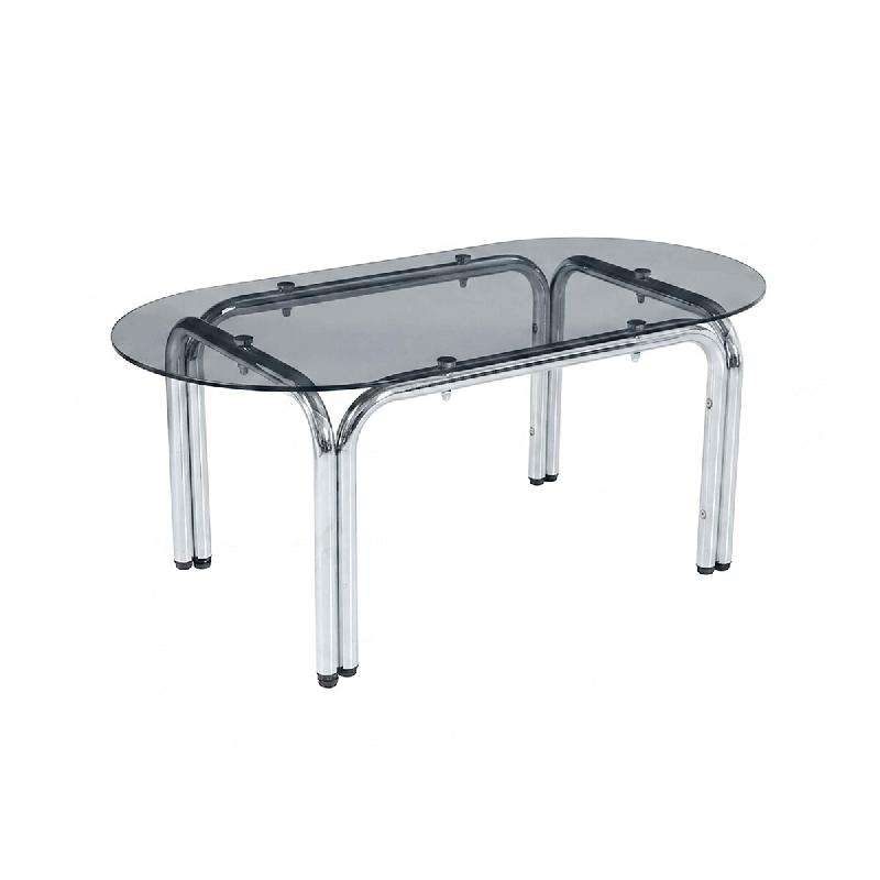 Table basse ovale en verre trempé noir, L 110 x l 55 x h 45 cm Oviala - noir 115763_0
