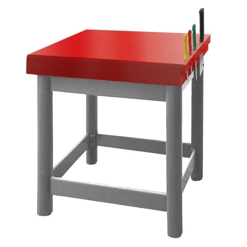 Table inox de découpe avec plan rouge hydrofuge - Profondeur 600 mm_0