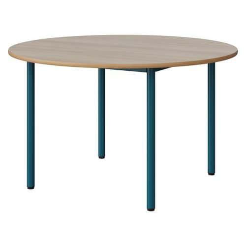TABLE MALIBU Ø 120 T5 4P STRA ALAISÉ ACACIA/BLEU 5025