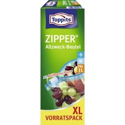 Toppits Sachets à usage général, 20 x 15 cm, avec zip, 1 litre, 28 pièces - transparent plastique 753300_0