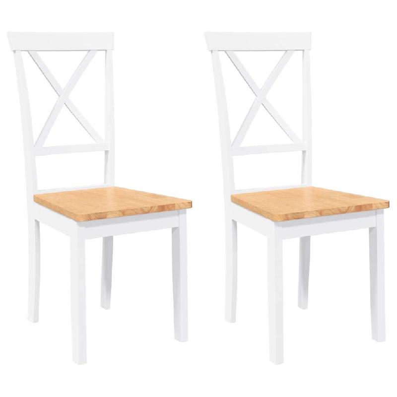 VidaXL Chaises à manger 2 pcs blanc bois massif caoutchouc Modèle Élégia Moderne - 4102406_0
