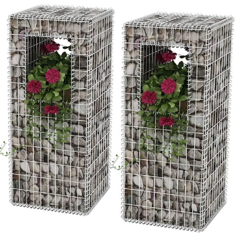 Vidaxl jardinière/poteau de panier gabion 2 pcs acier 50x50x120 cm 142544_0