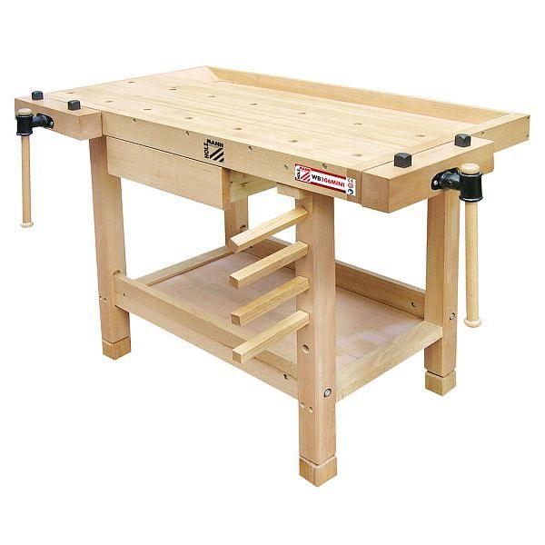 Wb106mini - Établi pour enfants Holzmann - Plan de travail en bois d'hévéa avec accessoires et rangement_0