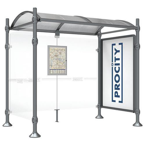 ABRI BUS PROVINCE 2.50 VITRINE 1 BARD LAT. INOX GRIS PROCITY - PROCITY