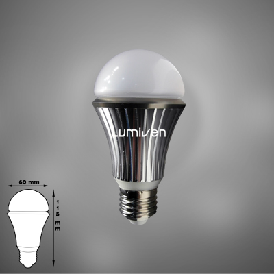 Ampoule LED 5W Lumiven - E27 - Aluminium brossé - Blanc chaud et froid - 450 lumens_0