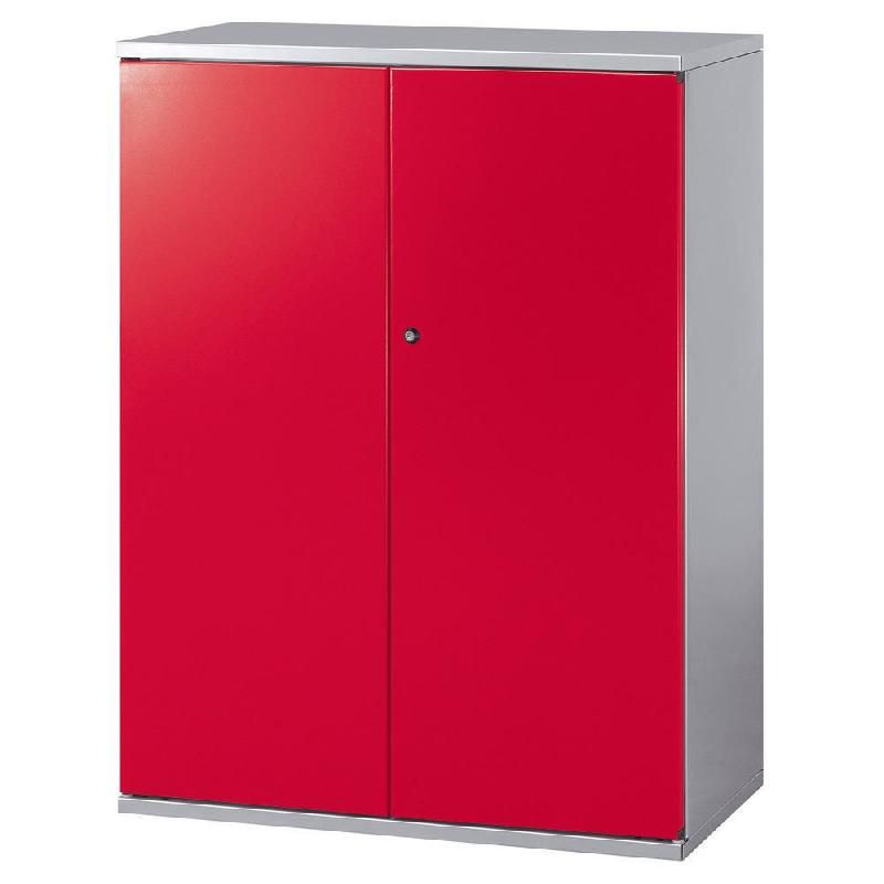 ARMOIRE MÉTAL STARTING - A PORTES BATTANTES - H. 105  X  L. 80 CM - CORPS ALU - PORTES ROUGE