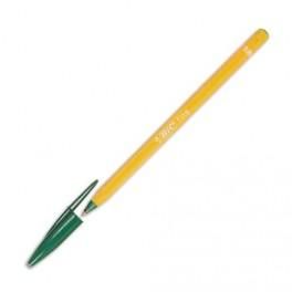 BIC STYLO À BILLE POINTE FINE ENCRE VERTE CORPS PLASTIQUE ORANGE À CAPUCHON ORANGE