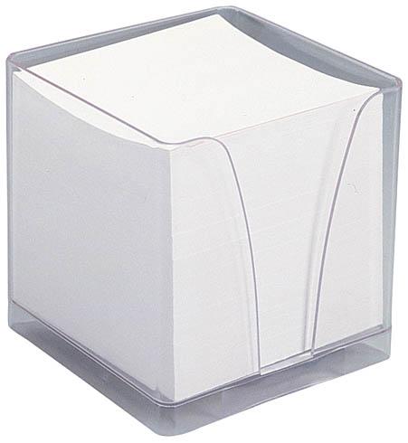 BLOC CUBE PLEXI AVEC UNE RECHARGE PAPIER BLANC 90 X 90 MM - BLOC DE 580 FEUILLES