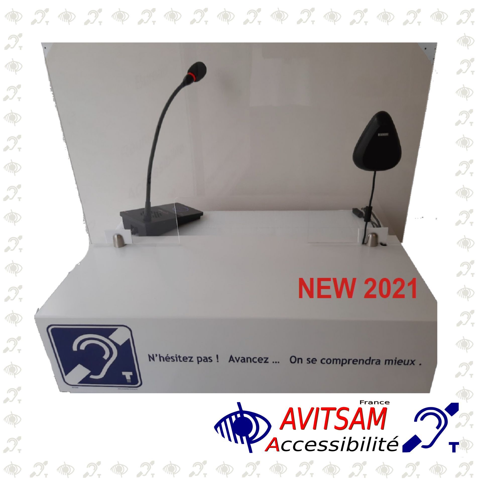 Boucle magnétique ultraplate avec interphone pour accueil équipé d'hygiaphone plexiglas - AVITSAM_0