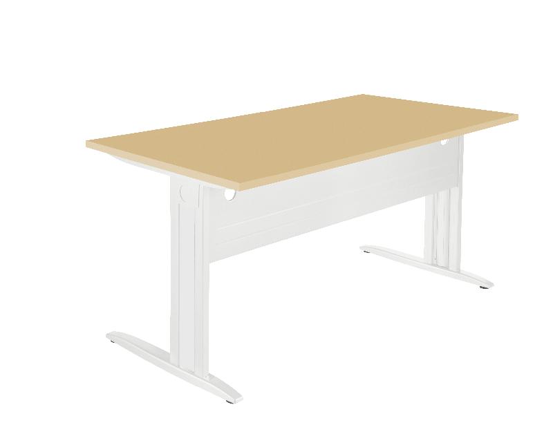 Bureau droit chêne/blanc l.800 x p.800 mm_0