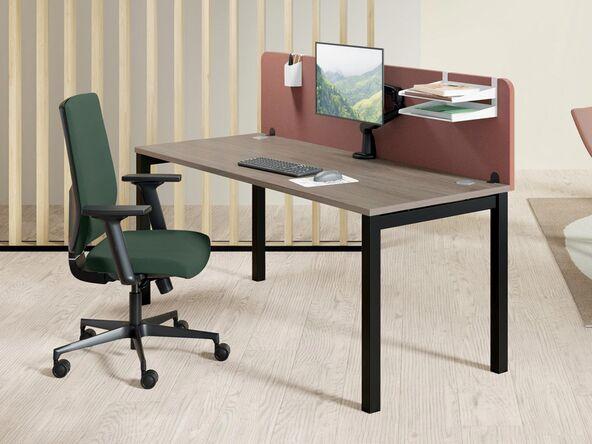 Bureau droit professionnel individuel Alésia - fabriqué en France - largeur 120/140/160/180 cm - profondeur 70/80 cm - plan mélaminé 25 mm - structure acier - obturateurs passe-câbles - garantie 8 ans_0