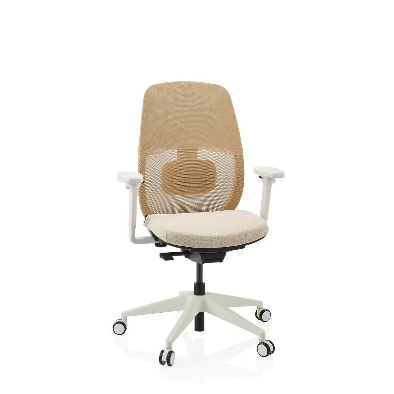 Chaise de bureau ergonomique Skandis sans appui-tête beige / piètement blanc hjh OFFICE - beige polyester 609010_0